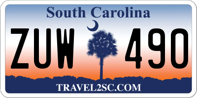 SC license plate ZUW490
