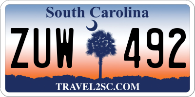 SC license plate ZUW492