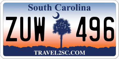 SC license plate ZUW496