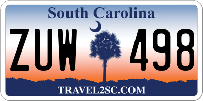 SC license plate ZUW498