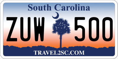 SC license plate ZUW500
