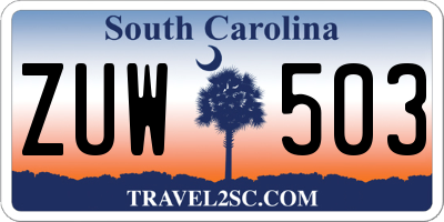 SC license plate ZUW503