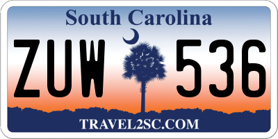SC license plate ZUW536