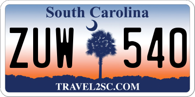 SC license plate ZUW540