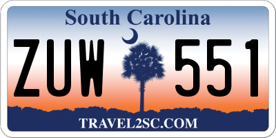 SC license plate ZUW551