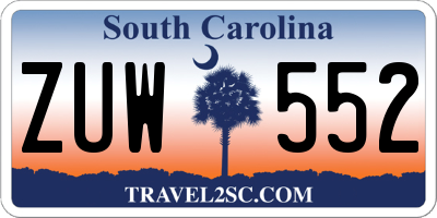 SC license plate ZUW552