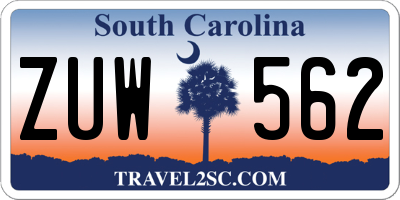 SC license plate ZUW562