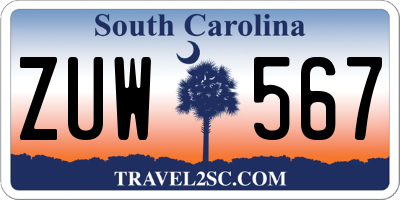 SC license plate ZUW567