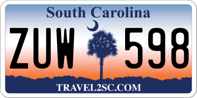 SC license plate ZUW598