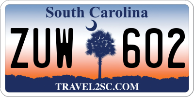 SC license plate ZUW602