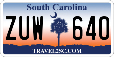 SC license plate ZUW640