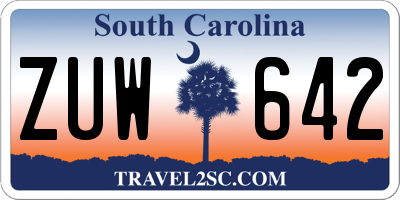 SC license plate ZUW642