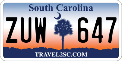 SC license plate ZUW647