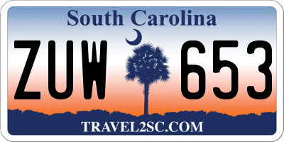SC license plate ZUW653