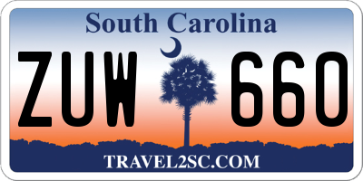 SC license plate ZUW660