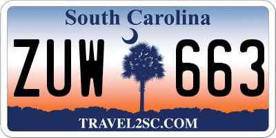SC license plate ZUW663
