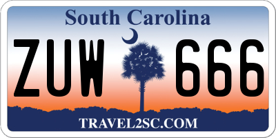 SC license plate ZUW666