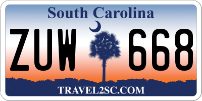 SC license plate ZUW668