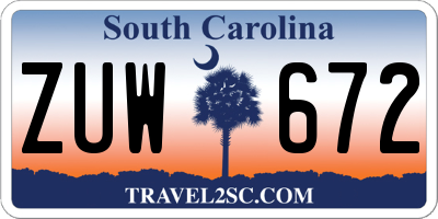 SC license plate ZUW672