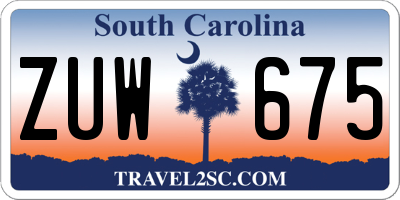 SC license plate ZUW675