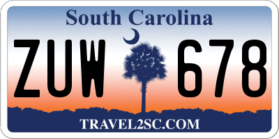 SC license plate ZUW678