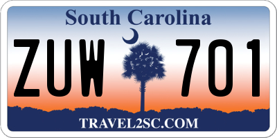 SC license plate ZUW701