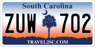 SC license plate ZUW702