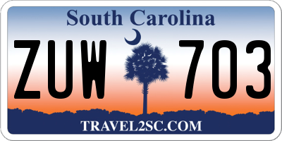 SC license plate ZUW703