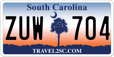 SC license plate ZUW704