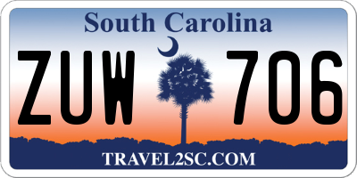 SC license plate ZUW706