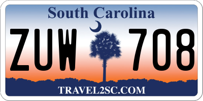 SC license plate ZUW708