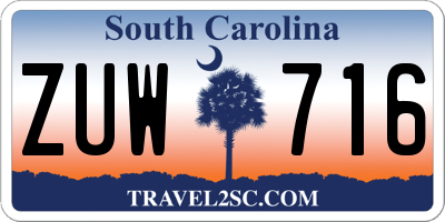 SC license plate ZUW716