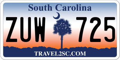SC license plate ZUW725
