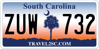 SC license plate ZUW732