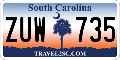 SC license plate ZUW735