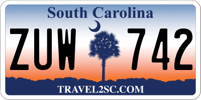 SC license plate ZUW742