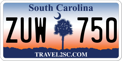 SC license plate ZUW750
