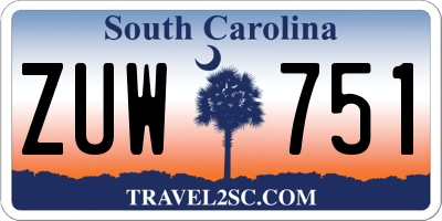 SC license plate ZUW751