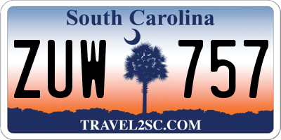 SC license plate ZUW757