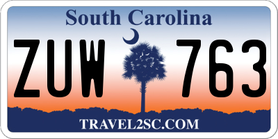 SC license plate ZUW763