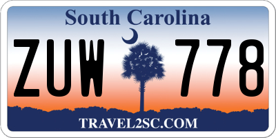 SC license plate ZUW778