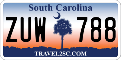 SC license plate ZUW788
