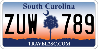 SC license plate ZUW789