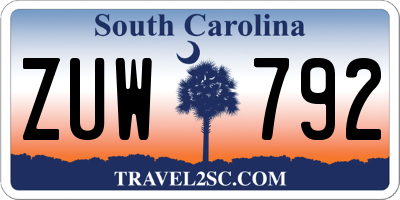 SC license plate ZUW792