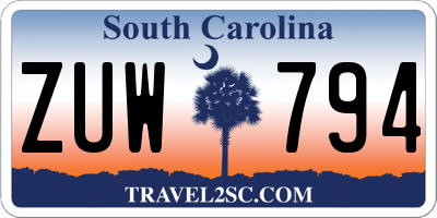 SC license plate ZUW794