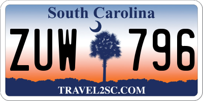 SC license plate ZUW796