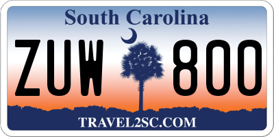 SC license plate ZUW800
