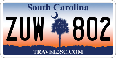 SC license plate ZUW802