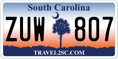 SC license plate ZUW807