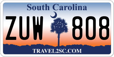 SC license plate ZUW808